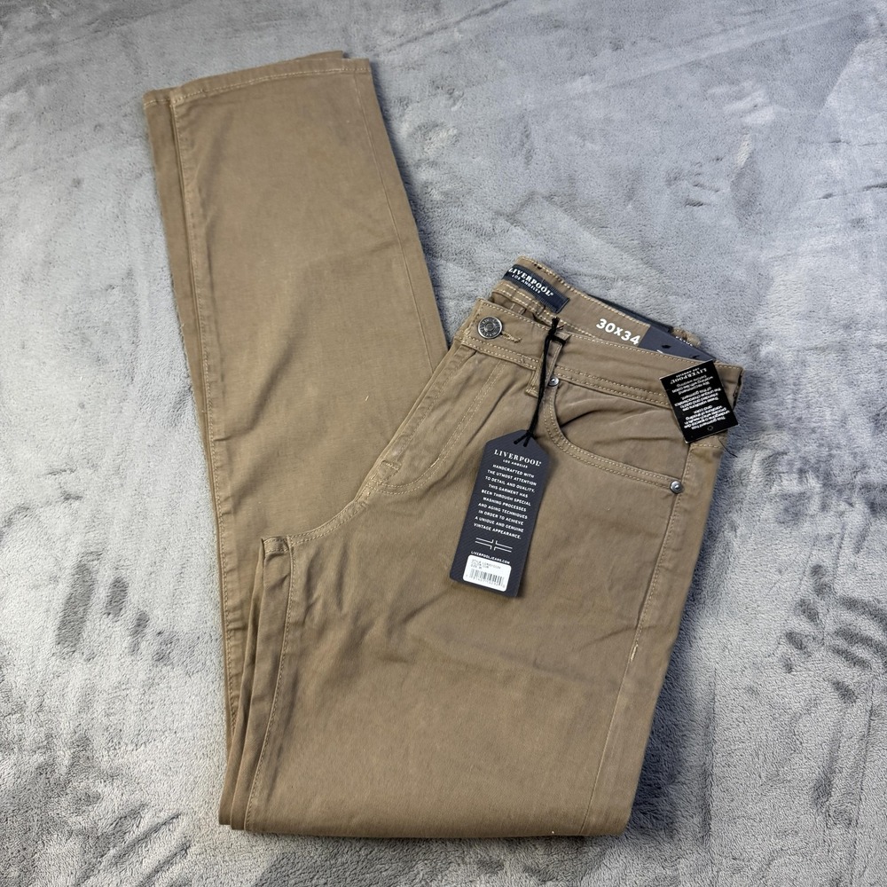 Liverpool Jeans Mens 30x34 Brown Cub Relaxed Straight Stretch Pants‎ New Tags